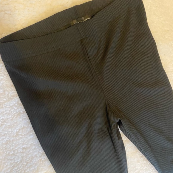 Womens Black TopShop Stretchy Ribbed Leggings Pants with Bell bottoms - Picture 7 of 7